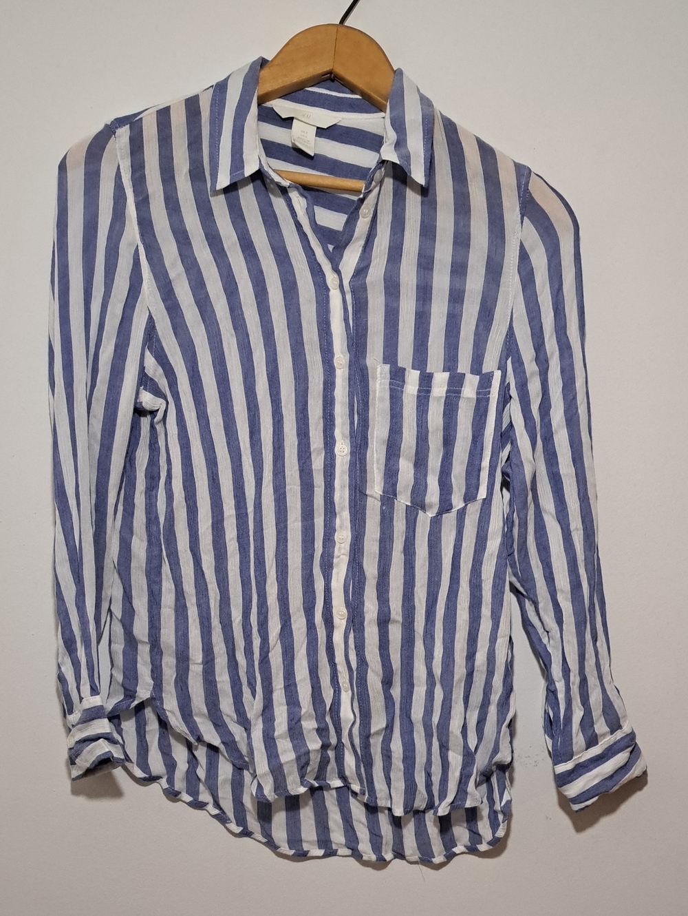 H&M Blue and White Vertical Stripe Button-Down Shirt